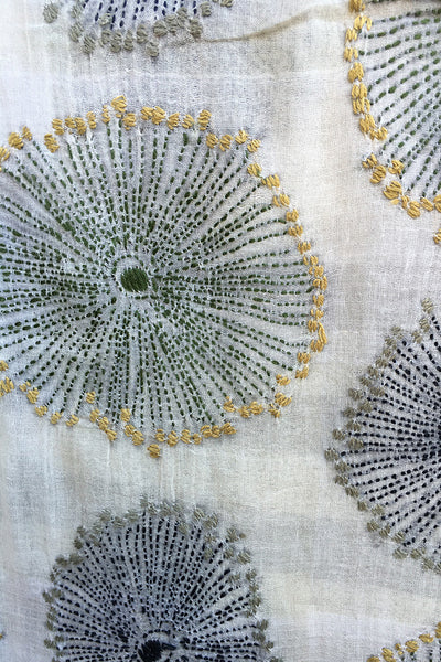 Sand Dollars – hand-woven and hand-embroidered scarf