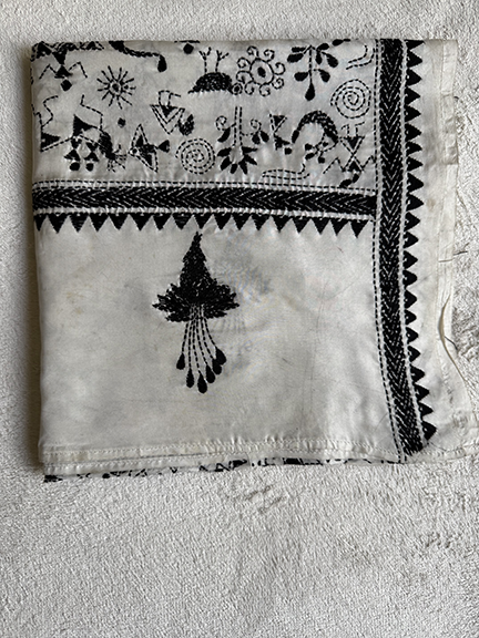 Kantha Hand-Embroidered Silk Scarf - SK_WH028 - SOLD OUT