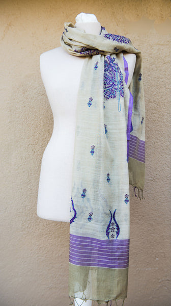 Tree of Life – hand-woven and hand-embroidered scarf