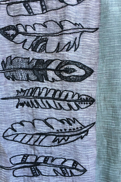 Feathers - hand-woven hand-embroidered scarf
