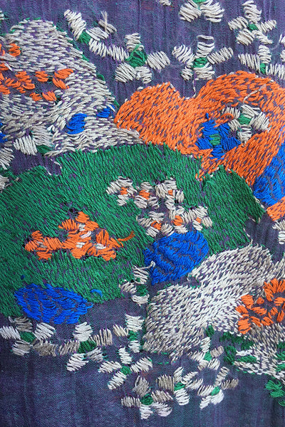 Japanese garden - hand-woven hand-embroidered scarf